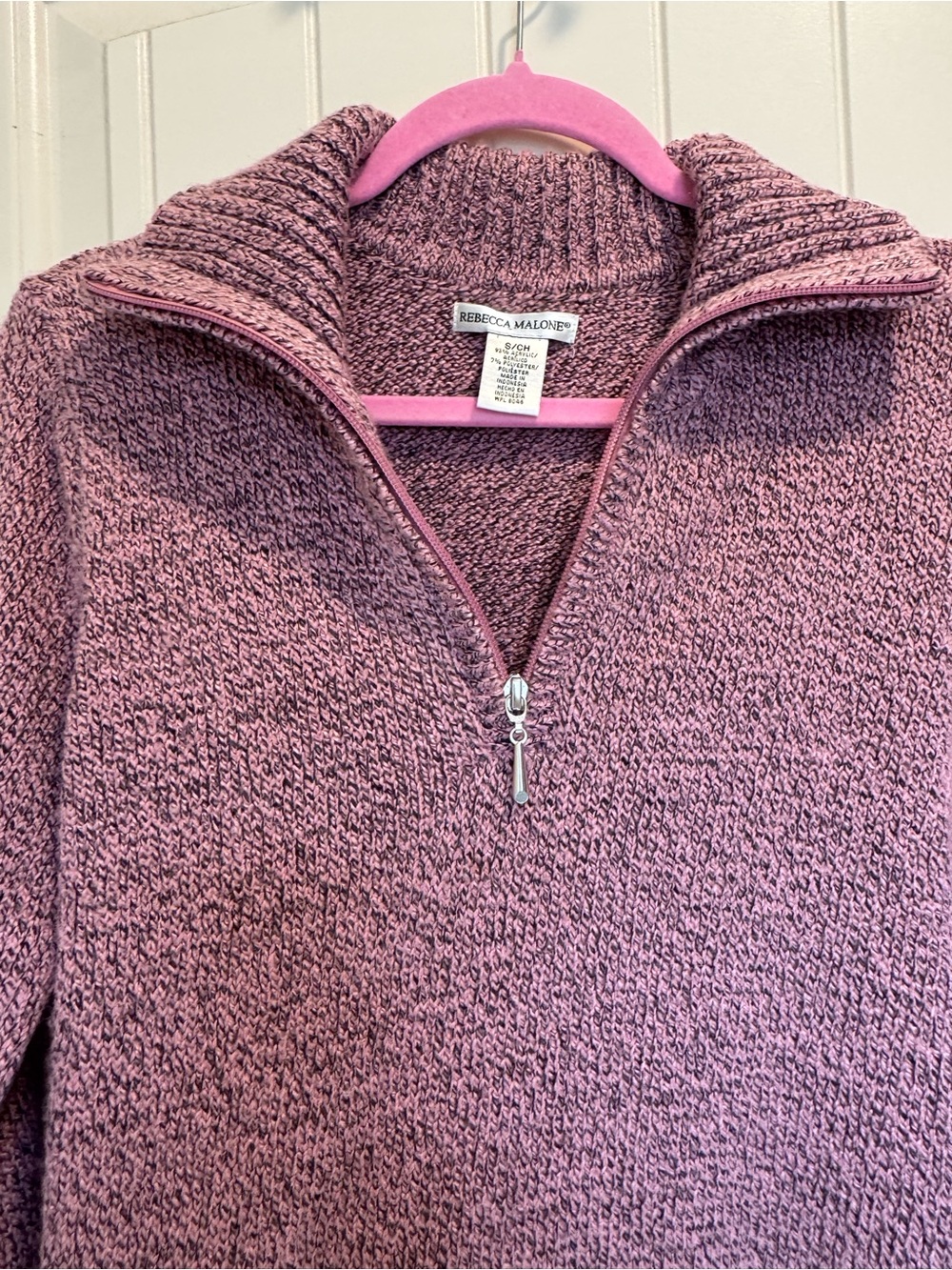 Cozy Mauve Marled Half-Zip Sweater